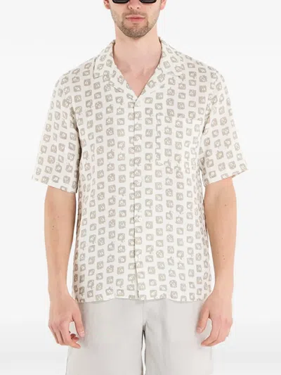 Samsoe & Samsoe Oscar Ap Print Short-sleeve Shirt In Neutral