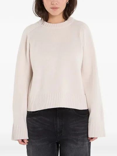 Samsoe & Samsoe Ribbed Raglan-sleeve Sweater In Neutral