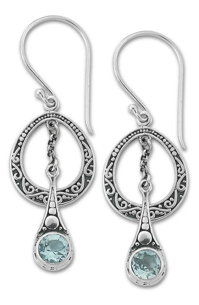 Samuel B. Blue Topaz Drop Earrings In Metallic