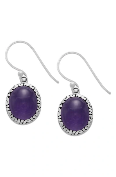 Samuel B. Oval Cut Stone Drop Earrings In Purple