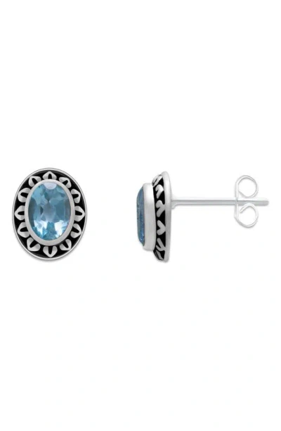 Samuel B. Oval Cut Stone Stud Earrings In Blue