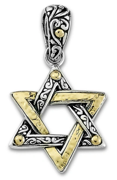 Samuel B. Stering Silver & 18k Gold Star Of David Pendant In Silver And Gold