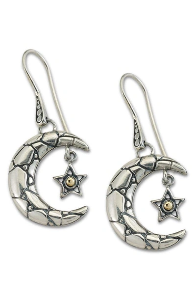 Samuel B. Sterling Silver & 18k Gold Moon & Star Drop Earrings In Silver And Gold