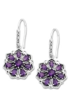 Samuel B. Sterling Silver Semiprecious Stone Flower Drop Earrings In Purple