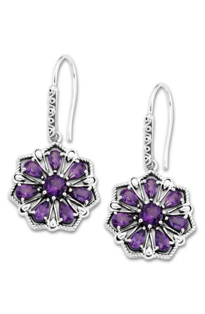 Samuel B. Sterling Silver Semiprecious Stone Flower Drop Earrings In White