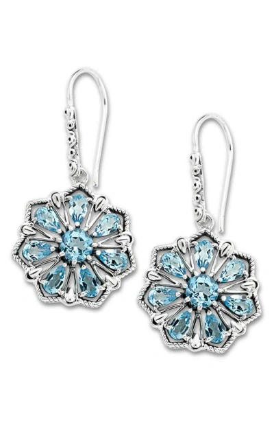 Samuel B. Sterling Silver Semiprecious Stone Flower Drop Earrings In White