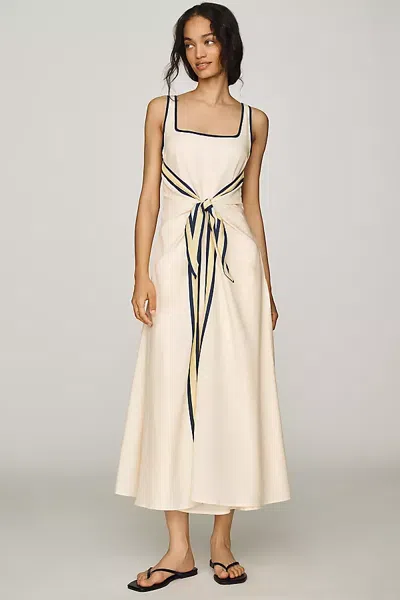 Sancia Phoebe Sleeveless Front-tie Maxi Dress In Neutral
