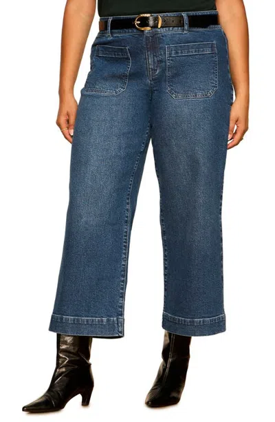 Sanctuary Chelsea Patch Pocket Wide Leg Jeans In Blue