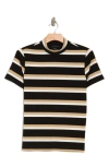 Sanctuary Essential Stripe Mock Neck T-shirt In Black/ Milk/ Tan