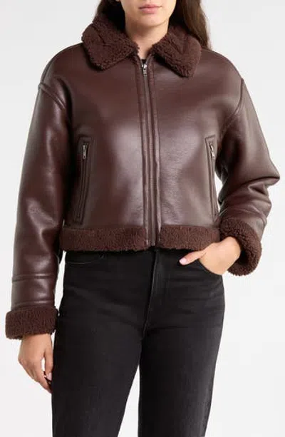 Sanctuary Faux Leather Moto Jacket In Brown