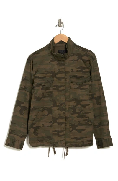 Sanctuary Kinship Camo Stretch Cotton Twill Utility Jacket In Green