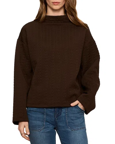 Sanctuary Sadie Quilted Funnel Neck Pullover In Brown