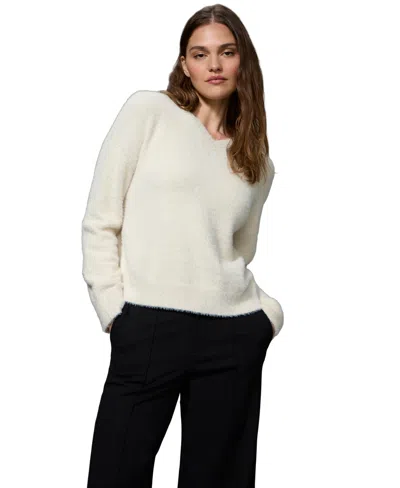 Sanctuary Women's Feather V-neck Long-sleeve Sweater In White