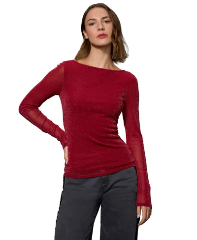 Sanctuary Women's Sparkle Boatneck Long-sleeve T-shirt In Red