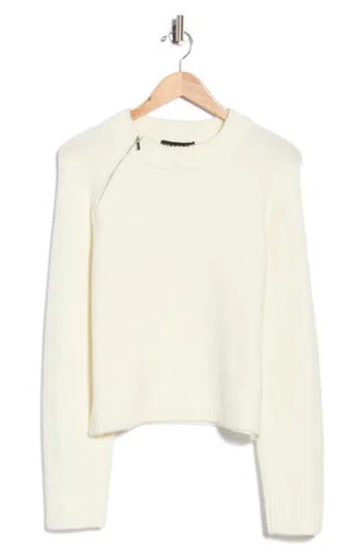Sanctuary Zip It Crewneck Sweater In Neutral
