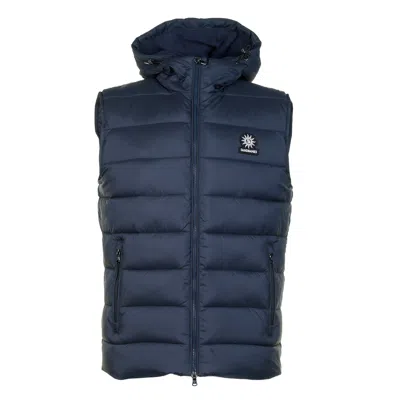 Sandbanks Frontier Hooded Puffer Gilet Navy In Blue