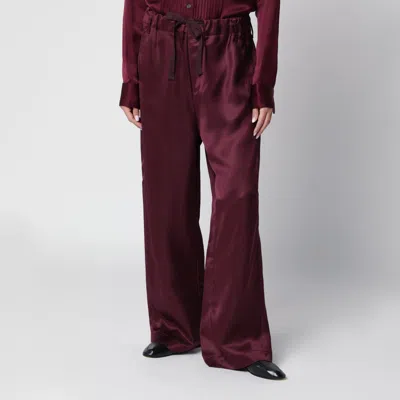 Sanderlak Aubergine Fluid Trousers In Lustrous Viscose In Burgundy
