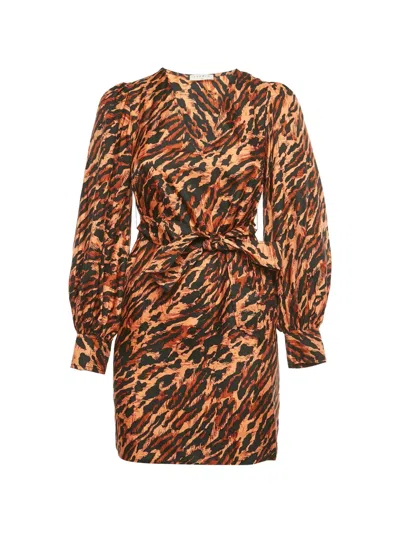 Pre-owned Sandro Animal-print Mini Dress In Brown