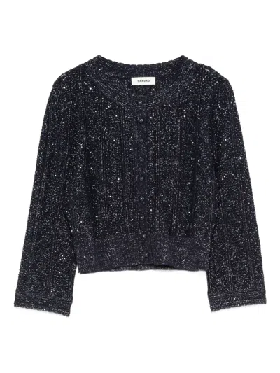 Sandro Button-fastening Cardigan In Blue