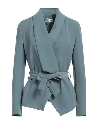 Sandro Ferrone Woman Blazer Pastel Blue Size 8 Polyester, Elastic Fibres