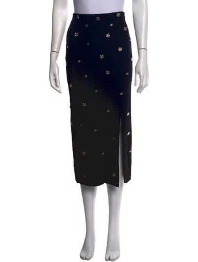 Pre-owned Sandro Floral Print Midi Length Skirt In Black