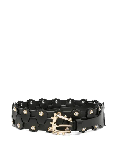 Sandro Flower-embellished Belt In Black