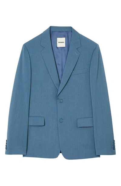Sandro Formal Virgin Wool Sport Coat In Blue Grey