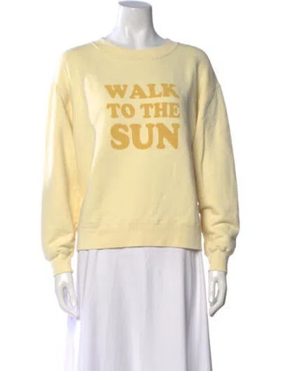 Pre-owned Sandro Graphic Print Crew Neck Sweatshirt In Yellow