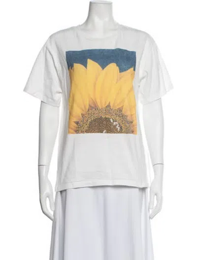 Pre-owned Sandro Graphic Print Crew Neck T-shirt In White