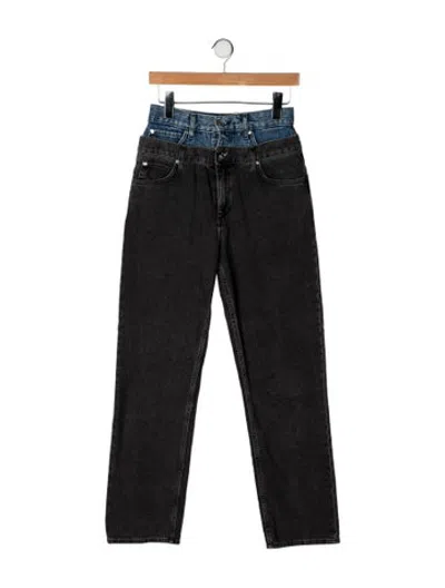 Pre-owned Sandro High-rise Straight Leg Jeans In Black/blue