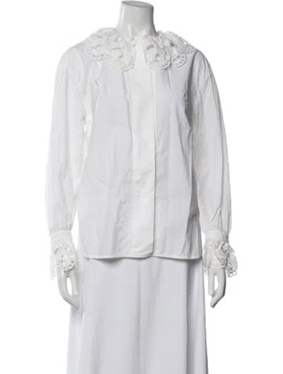 Pre-owned Sandro Long Sleeve Blouse In White