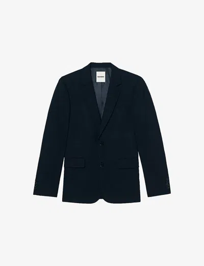 Sandro Men's Bleus Single-breasted Wool Blazer In Blue
