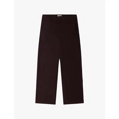 Sandro Mens  Barrel-leg Mid-rise Denim Jeans In Brown