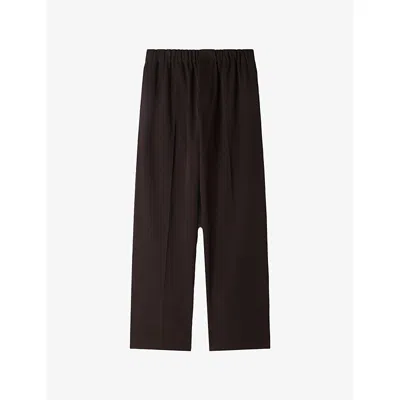 Sandro Mens  Wide-leg Elasticated-waist Cotton Trousers In Brown