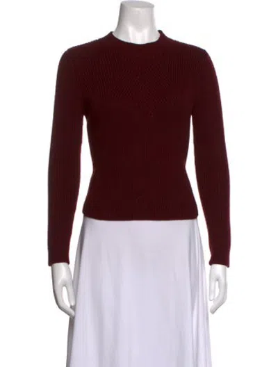 Pre-owned Sandro Merino Wool Crew Neck Sweater In Burgundy