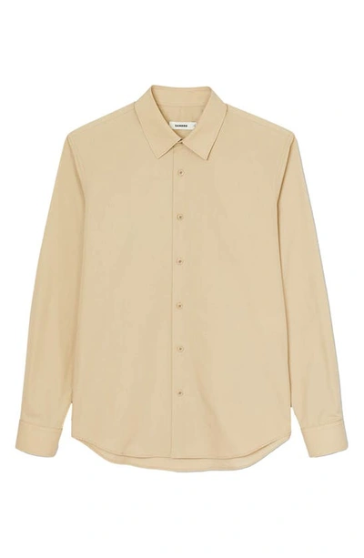 Sandro New Seamless Solid Cotton Button-up Shirt In Beige