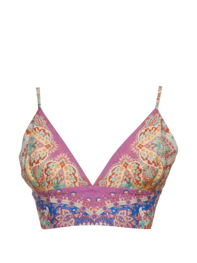 Pre-owned Sandro Paisley-print Crop-length Top In Purple