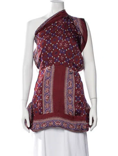 Pre-owned Sandro Patterned One-shoulder Jumpsuit In Red