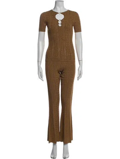 Pre-owned Sandro Patterned Pant Set In Brown