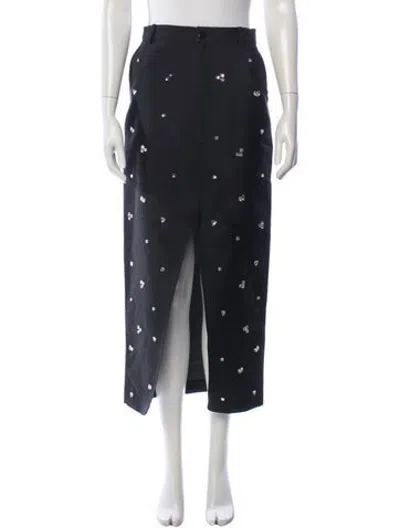 Pre-owned Sandro Printed Midi Length Skirt W/ Tags In Black