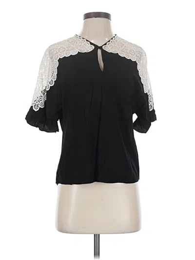 Pre-owned Sandro Short Sleeve Blouse In Black