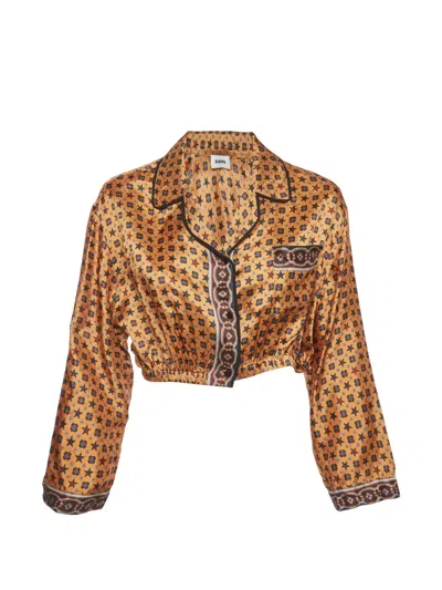 Pre-owned Sandro Star-print Cropped Shirt In Orange