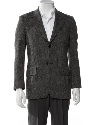 Pre-owned Sandro Virgin Wool Tweed Pattern Blazer In Grey