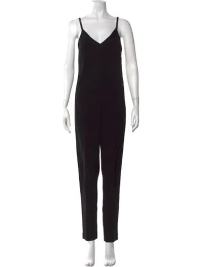 Pre-owned Sandro V-neck Jumpsuit In Black