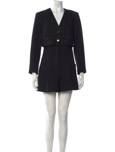Pre-owned Sandro V-neck Jumpsuit In Black
