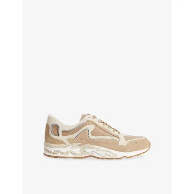 Sandro Womens Flame Suede And Mesh Trainers Beige Eur 38/5 Uk