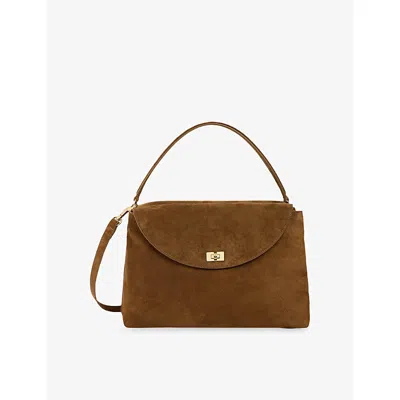 Sandro Womens Le Grand Bazaar Suede Shoulder Bag Beige