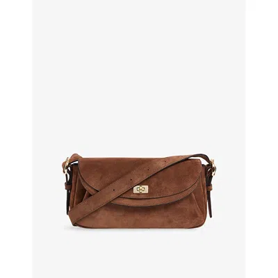 Sandro Womens Le Mambo Suede Shoulder Bag Brown