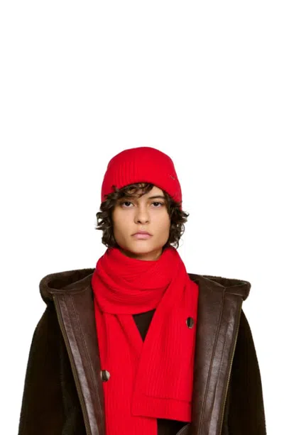 Sandro Wool And Cashmere Scarf In Red