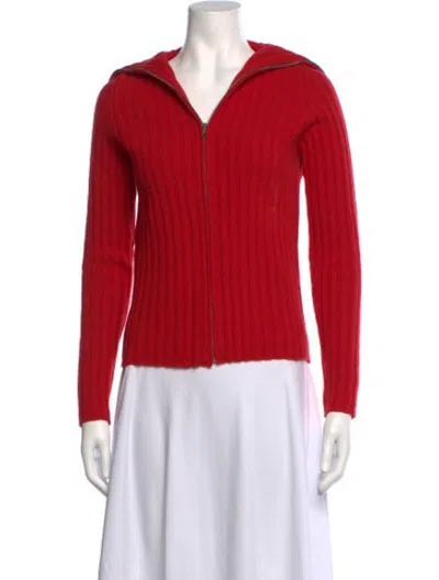 Pre-owned Sandro Wool Open Front Sweater In Red